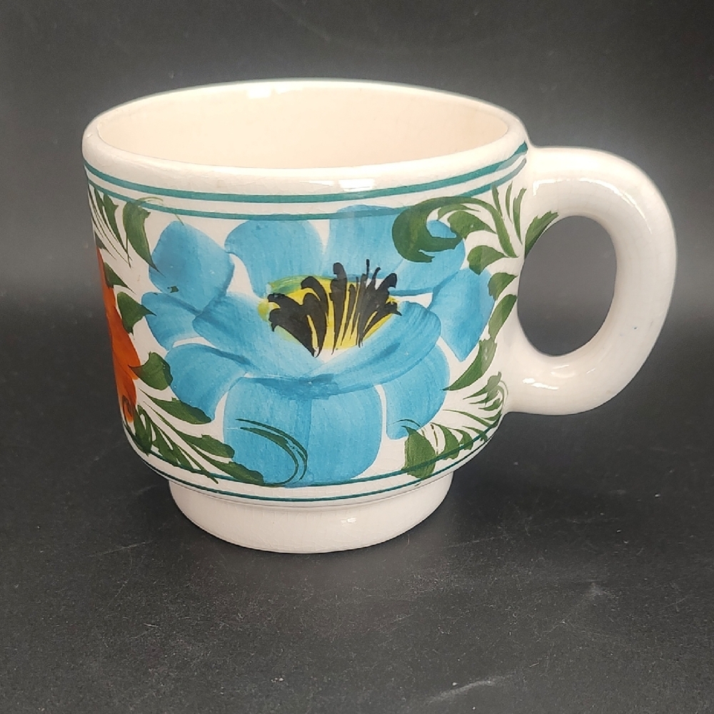 Vintage Mexican Talavera Style Floral Mug